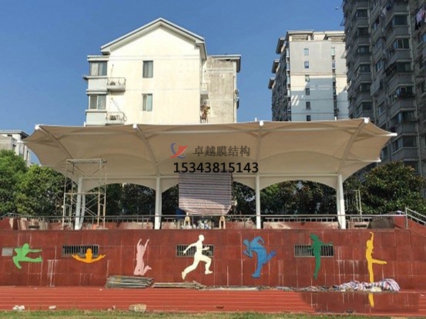 老河口體育場看臺(tái)膜結(jié)構(gòu)/舞臺(tái)罩棚【生產(chǎn)安裝】